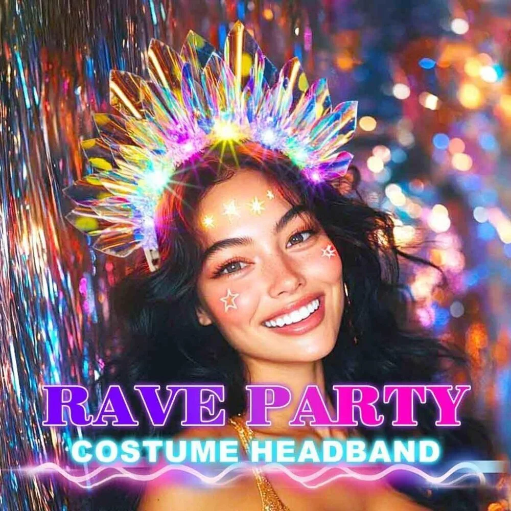 Light Up Crown Headband Glow Rave Party Hair Accessory for Women
